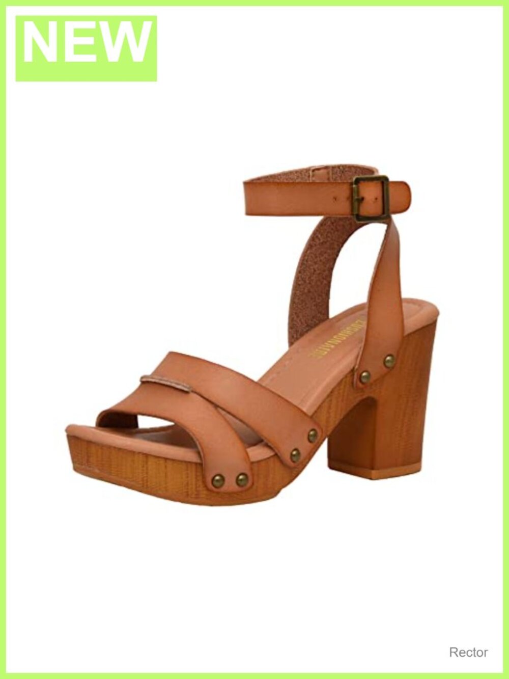 Cushionaire Womens Open Toe Faux Wood Block Heel Studded Sandals Memory Foam